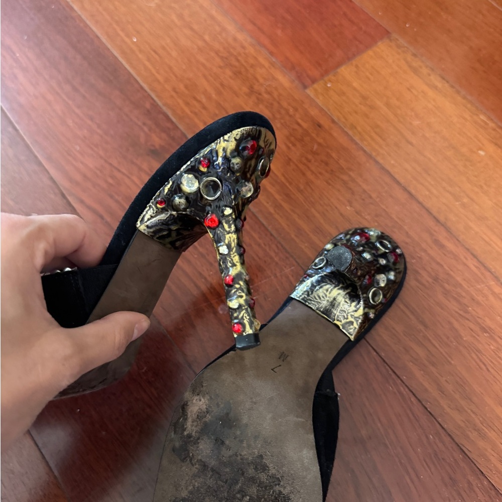 Donald J. Pliner Black Suede Pointed Slip-On Mules - Picture 2 of 4